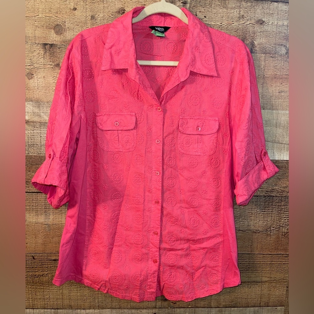 Intro Pink Embroidered Side Panel Blouse